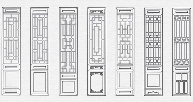 朝阳常用中式仿古花窗图案隔断设计图